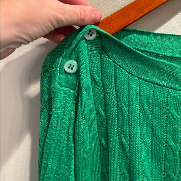 J. Crew Vibrant Green Cable Knit Sweater linen fall  clean simple Christmas - Picture 7 of 11